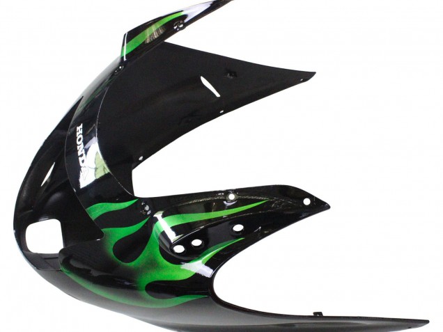 1996-2007 Glossy Black Green Flame Honda CBR1100XX Blackbird Motorcycle Fairing