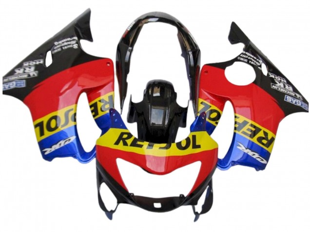 1999-2000 Red Yellow Blue Glossy Black Repsol Honda CBR600 F4 Motorcycle Fairings