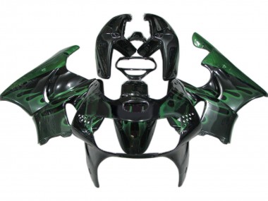 1998-1999 Glossy Black Green Flame Honda CBR900RR 919 Motorcycle Fairings