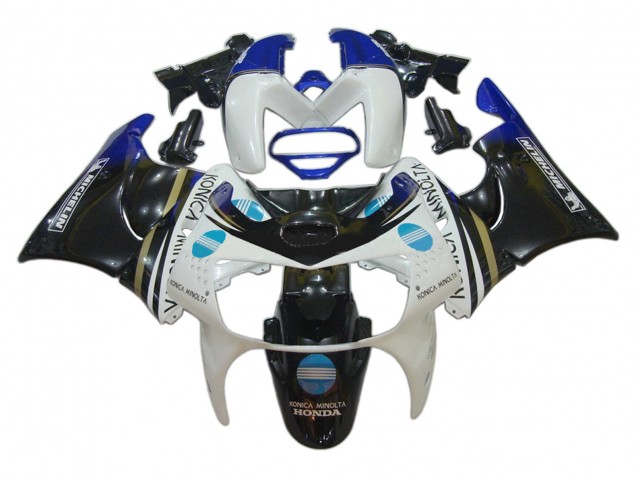1998-1999 White Blue Glossy Black Konica Minolta Honda CBR900RR 919 Motorcycle Fairings