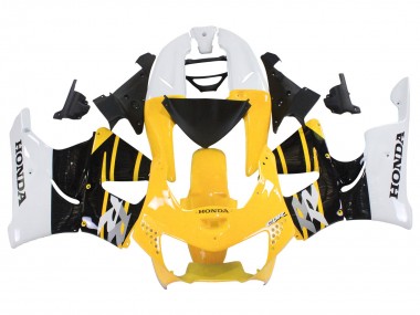 1998-1999 White Yellow Glossy Black Honda CBR900RR 919 Motorcycle Fairings