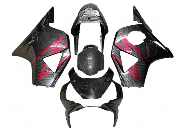 2002-2003 Black Carbon Fiber Red Stripe Honda CBR900RR 954 Motorcycle Fairings