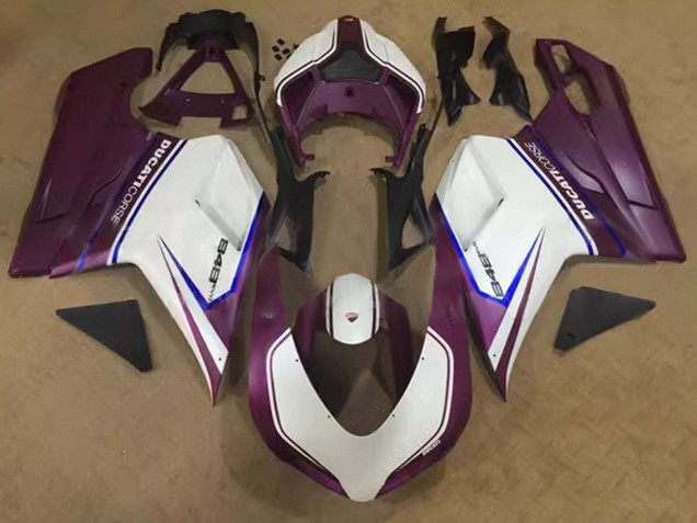 2007-2014 White Blue Purple Corse Ducati 848 Motorcycle Fairings