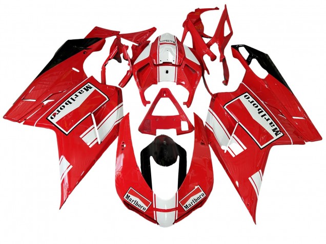 2007-2014 White Red Glossy Black Marlboro Ducati 848/1098/1198 Motorcycle Fairings