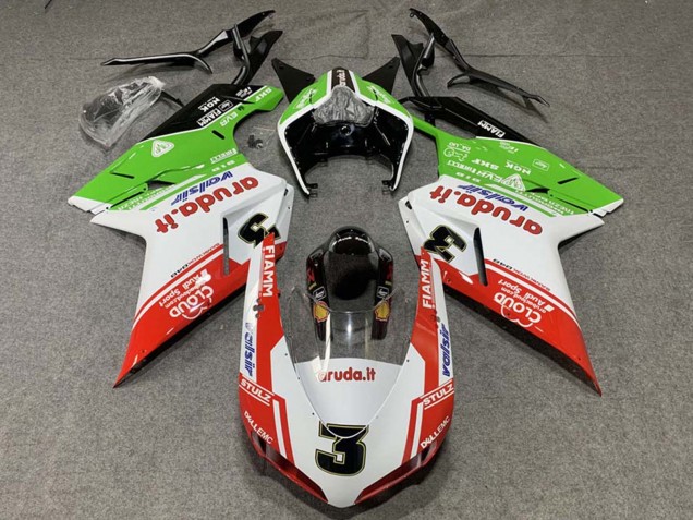 2007-2014 White Red Green Valsir 3 Ducati 848/1098/1198 Motorcycle Fairings