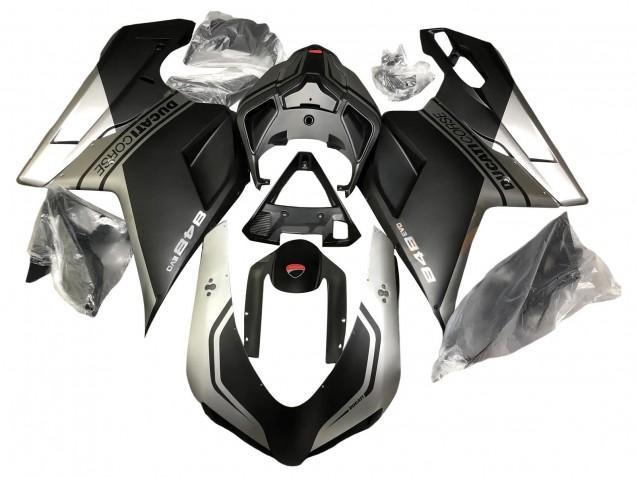 2007-2014 Silver Matte Black Ducati 848 Motorcycle Fairings