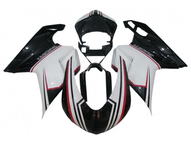 2007-2014 White Red Glossy Black Ducati 848/1098/1198 Bike Fairings