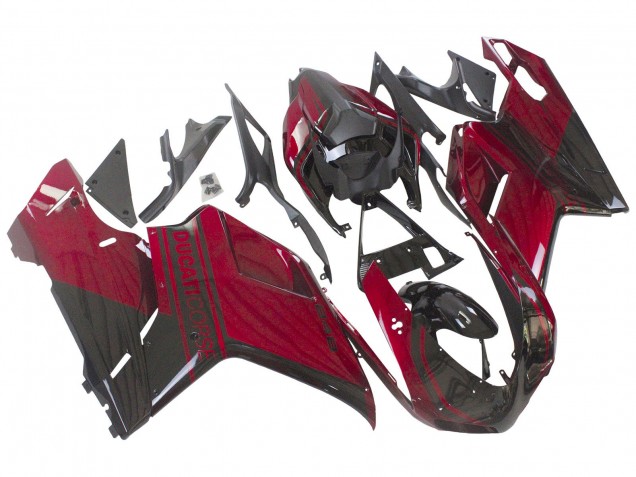 2007-2014 Red Glossy Black Ducati 848 Motorcycle Fairing