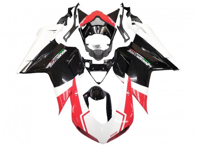2007-2014 White Red Glossy Black Ducati 848/1098/1198 Motorcycle Fairings