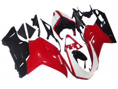 2007-2014 White Red Glossy Black Ducati 1098 Motorcycle Fairings