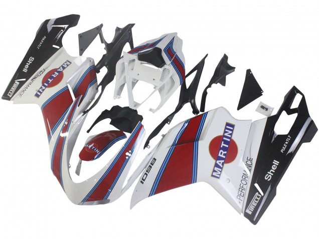 2007-2014 White Red Blue Glossy Black Martini Ducati 1098 Motorcycle Fairings