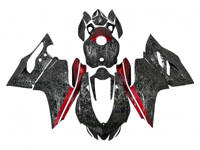 2011-2014 Black Forged Carbon Fiber Style Red Ducati Panigale 899/1199 Motorcycle Fairings