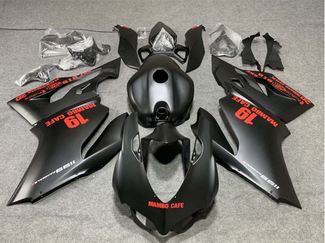2011-2014 Matte Black with Red Decals Mambo Cafe 19 Ducati 1199 Motorcycle Fairings