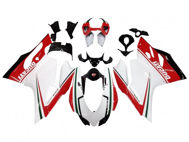 2011-2014 White Red Green Glossy Black Ducati 1199 Motorcycle Fairings