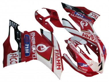 2011-2014 White Red Glossy Black Fiamm 7 Ducati 1199 Motorcycle Fairings