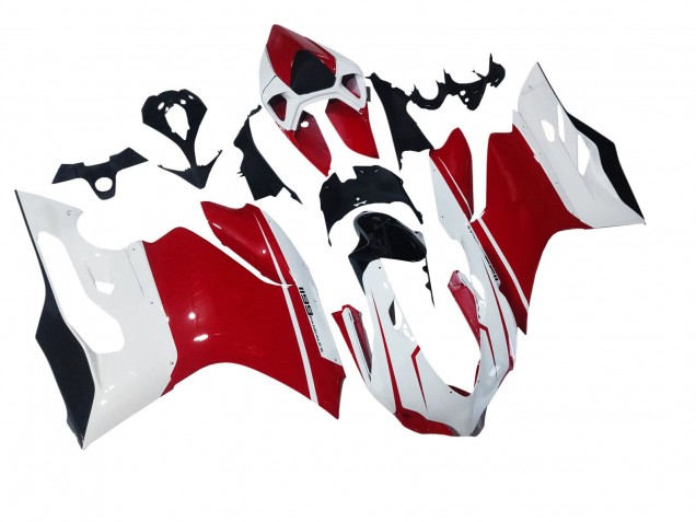 2011-2014 White Red Glossy Black Ducati 1199 Motorcycle Fairings