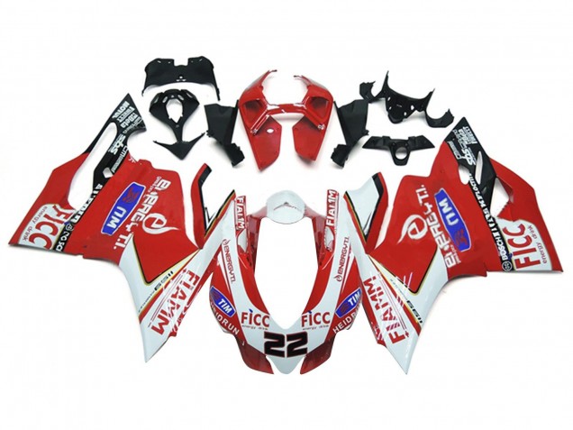 2011-2014 White Red Glossy Black Fiamm Ficc 22 Ducati 1199 Motorcycle Fairings