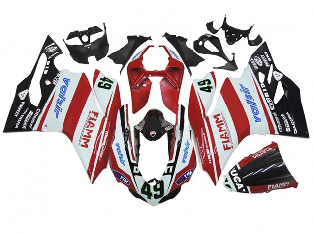 2011-2014 White Red Glossy Black Valsir Fiamm 49 Ducati 1199 Motorcycle Fairings
