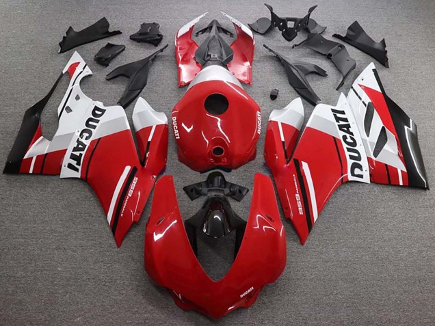 2015-2020 White Red Glossy Black Ducati 959 Bike Fairings