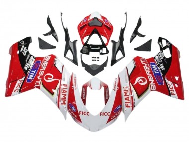 2011-2014 White Red Glossy Black Ficc Fiamm Ducati 1199 Motorcycle Fairings