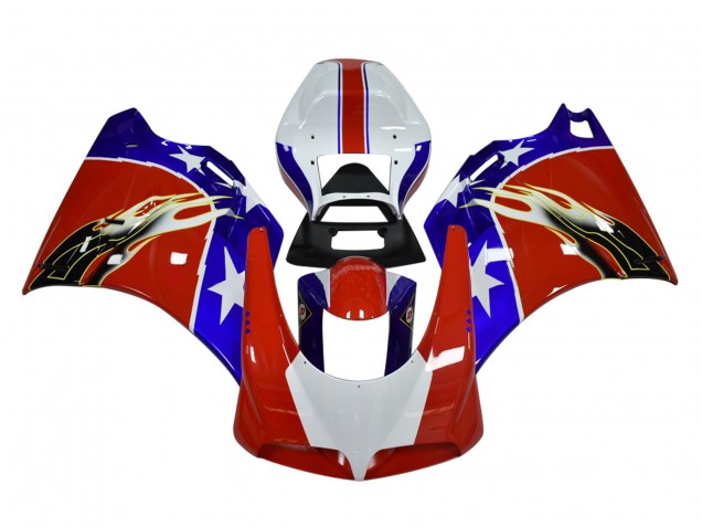 1993-2005 White Red Blue Black Flame Ducati 748/916/996/998 Motorcycle Fairings