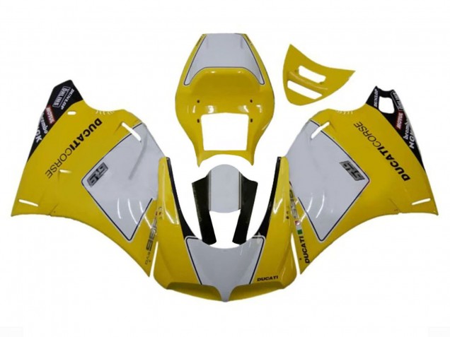 1993-2005 White Yellow Glossy Black Corse Performance Ducati 996 Motorcycle Fairings