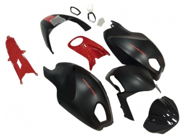 2008-2012 Red Matte Black Monster Ducati Monster 696 796 1100 1100S Motorcycle Fairings
