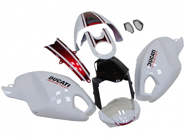 2008-2012 White Red Glossy Black Ducati Monster 696 796 1100 1100S Motorcycle Fairings