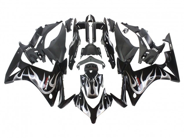 2013-2015 Glossy Black Silver Flame Honda CBR500R Motorcycle Fairings