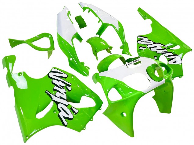 1996-2003 White Green Kawasaki ZX7R Motorcycle Fairings