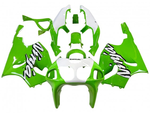 1996-2003 White Green Kawasaki ZX7R Motorcycle Fairings