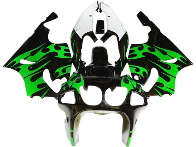 1996-2003 Green Glossy Black White Kawasaki ZX7R Motorcycle Fairings