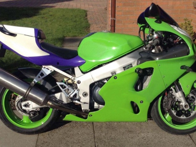 1996-2003 White Green Blue Kawasaki ZX7R Motorcycle Fairings