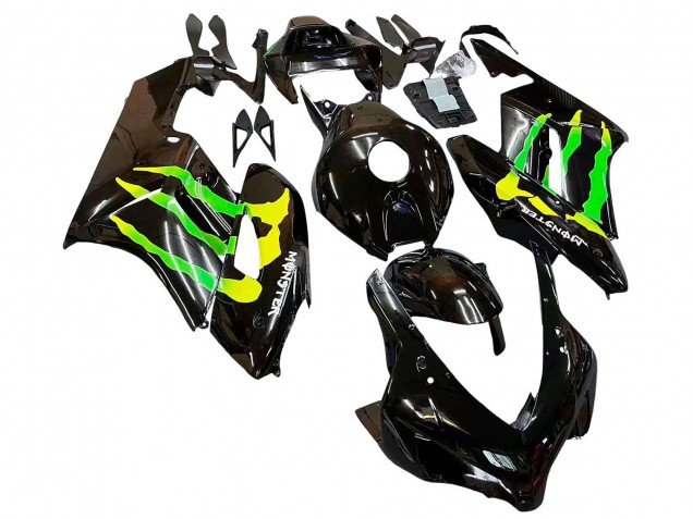 2004-2005 Glossy Black Yellow Green Monster Honda CBR1000RR Motorcycle Fairings