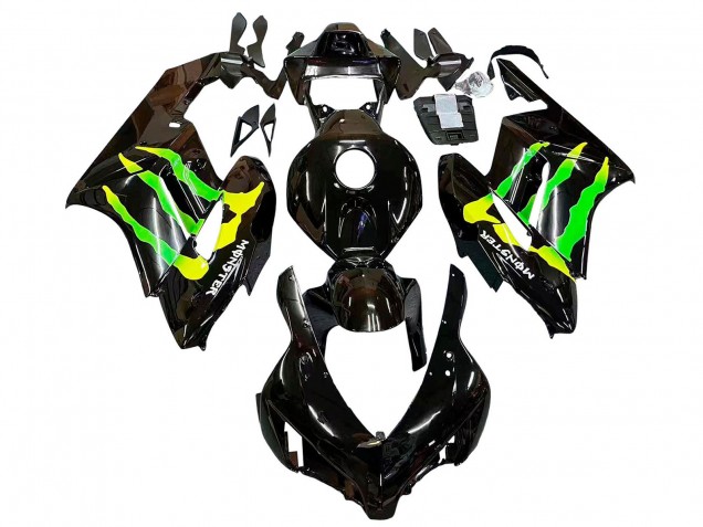 2004-2005 Glossy Black Yellow Green Monster Honda CBR1000RR Motorcycle Fairings