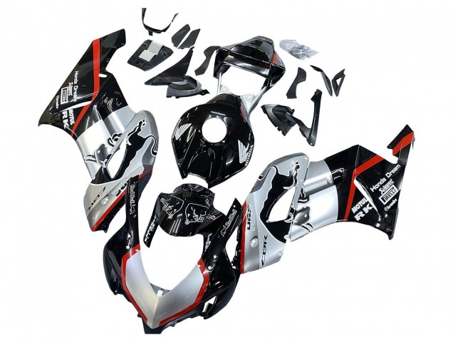 2004-2005 Silver Glossy Black Red Stripe Honda CBR1000RR Motorcycle Fairings