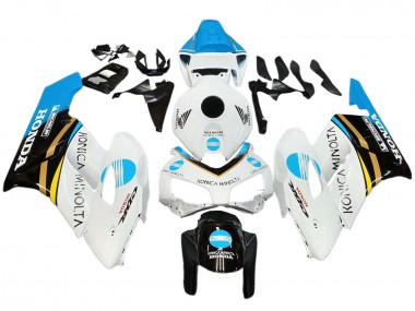 2004-2005 White Light Blue Yellow Black Konica Minolta Honda CBR1000RR Motorcycle Fairings