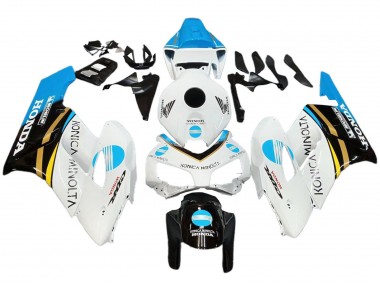 2004-2005 White Light Blue Yellow Black Konica Minolta Honda CBR1000RR Motorcycle Fairings