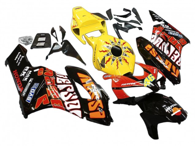 2004-2005 Yellow Orange Glossy Black Repsol Rossi 46 Honda CBR1000RR Motorcycle Fairings