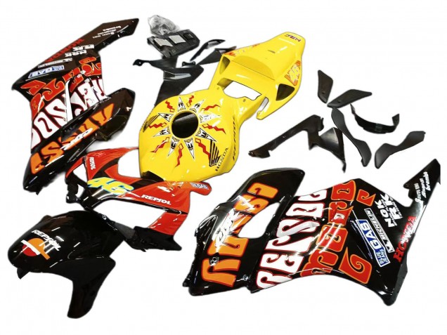 2004-2005 Yellow Orange Glossy Black Repsol Rossi 46 Honda CBR1000RR Motorcycle Fairings