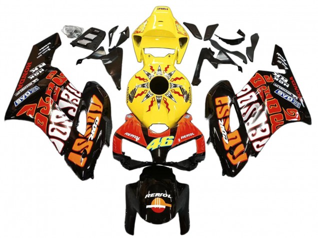 2004-2005 Yellow Orange Glossy Black Repsol Rossi 46 Honda CBR1000RR Motorcycle Fairings