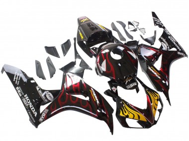2006-2007 Glossy Black Yellow Red Flame Honda CBR1000RR Motorcycle Fairings