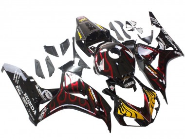 2006-2007 Glossy Black Yellow Red Flame Honda CBR1000RR Motorcycle Fairings
