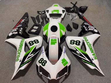 2006-2007 White Green Glossy Black Hannspree 88 Honda CBR1000RR Motorcycle Fairings