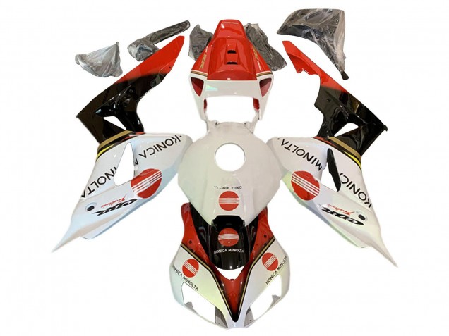 2006-2007 White Red Glossy Black Konica Minolta Honda CBR1000RR Motorcycle Fairings