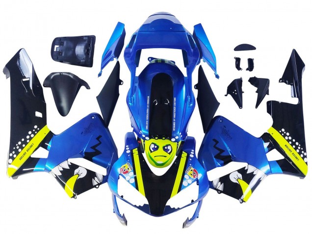 2003-2004 Blue Neon Yellow Glossy Black Shark Honda CBR600RR Motorcycle Fairings