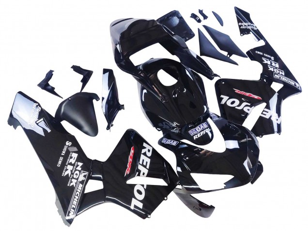 2003-2004 Glossy Black White Repsol Honda CBR600RR Motorcycle Fairings