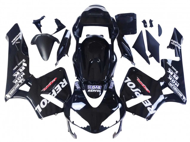2003-2004 Glossy Black White Repsol Honda CBR600RR Motorcycle Fairings