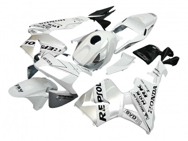 2003-2004 White Silver Black Repsol Honda CBR600RR Motorcycle Fairings