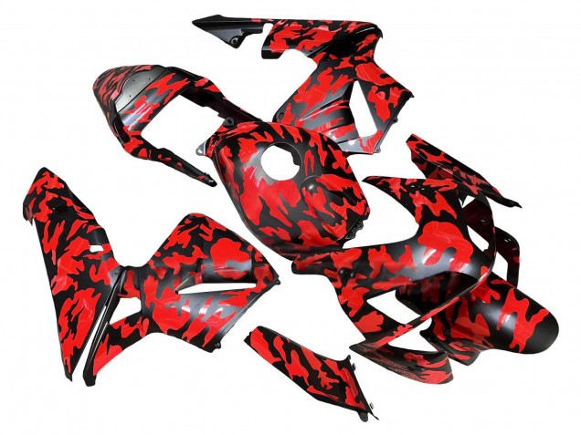 2003-2004 Black Red Grey Camouflage Honda CBR600RR Motorcycle Fairings